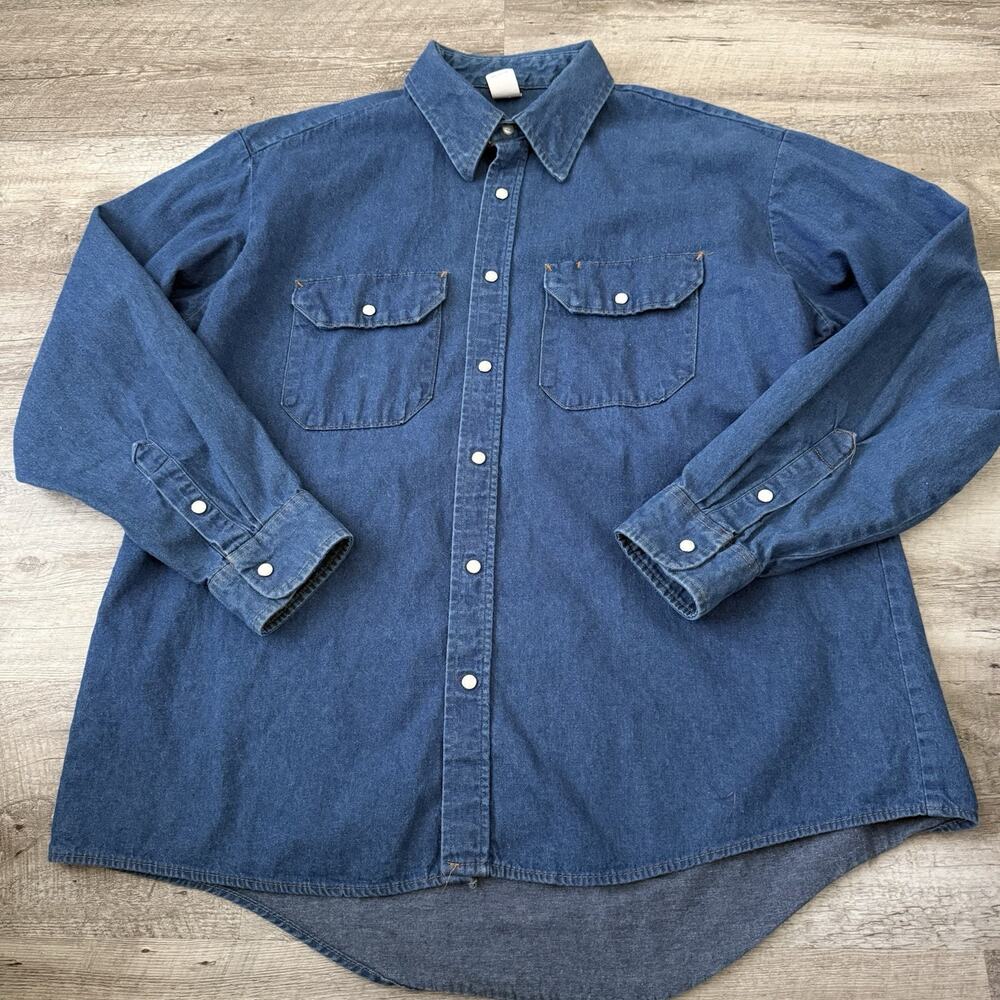 Vtg Big Ben Denim Shirt Mens XL Pearl Snap Western Workwear Made In USA